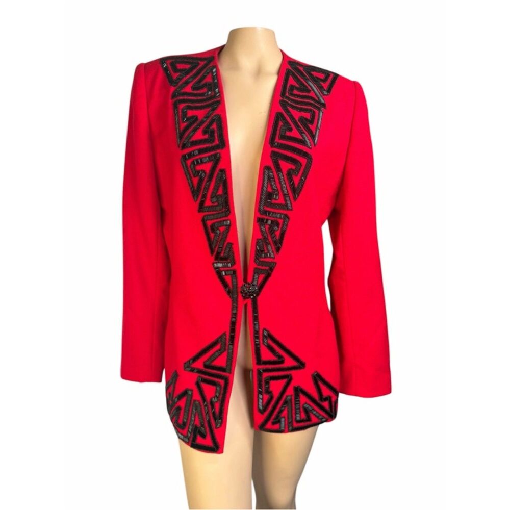 Vintage Ivana Red Wool Blazer Size 12